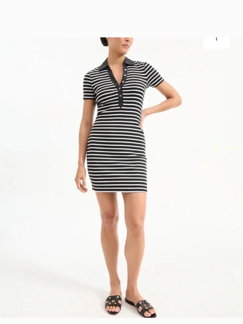 NWT Veronica Beard Bailey Stripe Cotton Knit Polo Dress